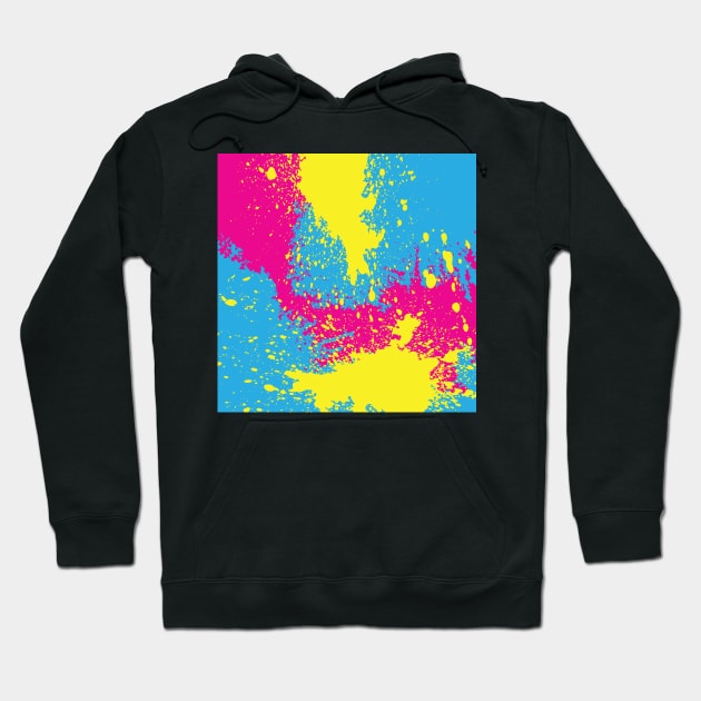 Hot Vax Summer Background Magenta Cyan Yellow Splatter Paint Hoodie by anonopinion